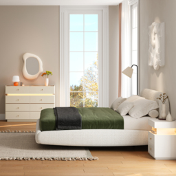 Modern Smart Bedside Table with Light 2 Drawer Bedside Table with Charging Station - thumbnail 5