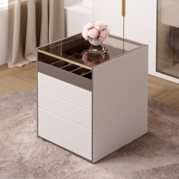Leather Saddle 7-Drawer Walk-In Wardrobe Island with Light & Jewellery Display - thumbnail 2