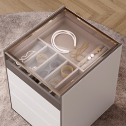 Leather Saddle 7-Drawer Walk-In Wardrobe Island with Light & Jewellery Display - thumbnail 8