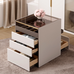 Leather Saddle 7-Drawer Walk-In Wardrobe Island with Light & Jewellery Display - thumbnail 3