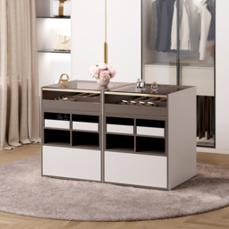 Leather Saddle 7-Drawer Walk-In Wardrobe Island with Light & Jewellery Display - thumbnail 7