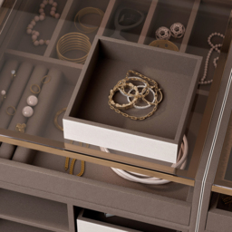 Leather Saddle 7-Drawer Walk-In Wardrobe Island with Light & Jewellery Display - thumbnail 9