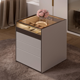 Leather Saddle 7-Drawer Walk-In Wardrobe Island with Light & Jewellery Display - thumbnail 1