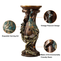 825mm Rustic Resin Peacock Plant Stand Indoor Multi-Colored Freestanding Planter - thumbnail 7