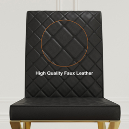Set of 2 Modern Dining Chairs PU Leather Upholstered Black Dining Room Chair with Gold Legs - thumbnail 3