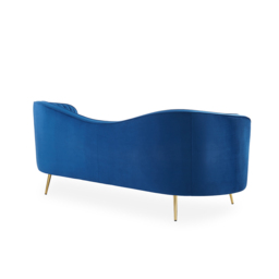 Florie Luxury 1840mm Vertical Channel Tufted Curved Performance Velvet Sofa in Blue - thumbnail 8