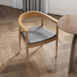 Oval Dining Table & Curved Back 6 Dining Chairs Upholstered Leather Solid Wood Top - thumbnail 5