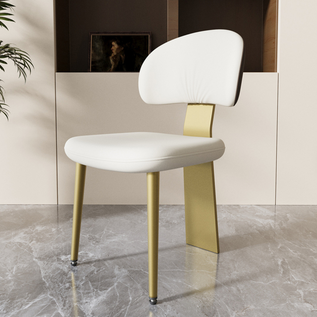 White Upholstered Dining Chair 6-Pieces Modern Armless Side Chair Curved Back - image 1