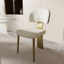 White Upholstered Dining Chair 6-Pieces Modern Armless Side Chair Curved Back - thumbnail 4