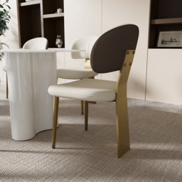 White Upholstered Dining Chair 6-Pieces Modern Armless Side Chair Curved Back - thumbnail 7