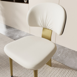 White Upholstered Dining Chair 6-Pieces Modern Armless Side Chair Curved Back - thumbnail 5
