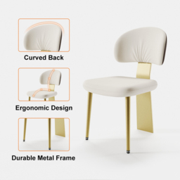 White Upholstered Dining Chair 6-Pieces Modern Armless Side Chair Curved Back - thumbnail 3