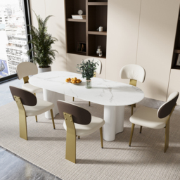 White Upholstered Dining Chair 6-Pieces Modern Armless Side Chair Curved Back - thumbnail 6