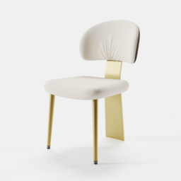 White Upholstered Dining Chair 6-Pieces Modern Armless Side Chair Curved Back - thumbnail 8