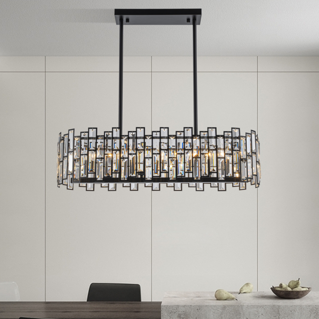 Clyvra 6-Light Kitchen Island Light Crystal Ceiling Light in Black - image 1