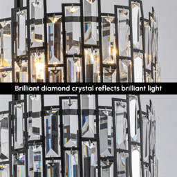 Clyvra 6-Light Kitchen Island Light Crystal Ceiling Light in Black - thumbnail 5