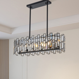 Clyvra 6-Light Kitchen Island Light Crystal Ceiling Light in Black - thumbnail 2