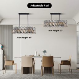 Clyvra 6-Light Kitchen Island Light Crystal Ceiling Light in Black - thumbnail 8