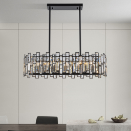 Clyvra 6-Light Kitchen Island Light Crystal Ceiling Light in Black