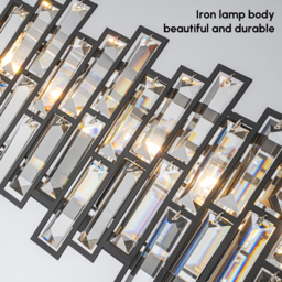 Clyvra 6-Light Kitchen Island Light Crystal Ceiling Light in Black - thumbnail 9