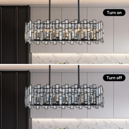 Clyvra 6-Light Kitchen Island Light Crystal Ceiling Light in Black - thumbnail 7