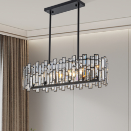 Clyvra 6-Light Kitchen Island Light Crystal Ceiling Light in Black - thumbnail 4