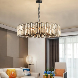 Clyvra Modern Geometric Crystal Chandelier 14-Light with Adjustable Chain in Black - thumbnail 2
