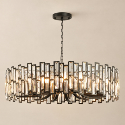 Clyvra Modern Geometric Crystal Chandelier 14-Light with Adjustable Chain in Black - thumbnail 7