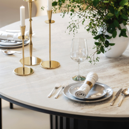 Aura 120 cm Round Faux Travertine Sintered Stone Dining Table, Fluted Base, Seats 4 - thumbnail 9