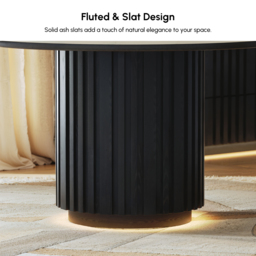 Aura 120 cm Round Faux Travertine Sintered Stone Dining Table, Fluted Base, Seats 4 - thumbnail 8