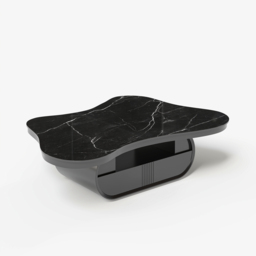 Cloud Coffee Table Wood Irregular Sintered Stone Top in Black with Drawer Storage - thumbnail 6