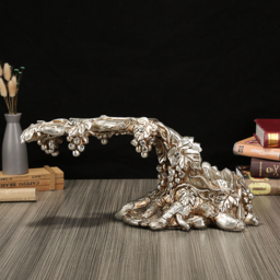 Traditional Wine Glass Rack Grape Vines Tabletop Wine Bottle Holder in Distressed Silver - thumbnail 2
