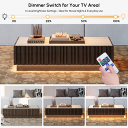 Aura 120 cm Ash Wood Slatted Coffee Table with Sintered Stone Top - thumbnail 6