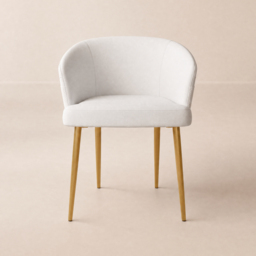 Modern White PU Leather Dining Chair Curved Back with Gold Legs - thumbnail 7