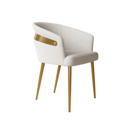 Modern White PU Leather Dining Chair Curved Back with Gold Legs - thumbnail 6