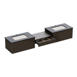"85"" Modern Floating Bathroom Vanity Set with Double Sinks & Makeup Table Walnut" - thumbnail 9