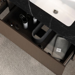 "85"" Modern Floating Bathroom Vanity Set with Double Sinks & Makeup Table Walnut" - thumbnail 8