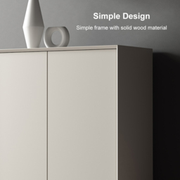 Nordic Minimalist Off White Wooden Shoe Cabinet with 2-Door 10 -Shelf - thumbnail 7