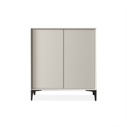 Nordic Minimalist Off White Wooden Shoe Cabinet with 2-Door 10 -Shelf - thumbnail 4