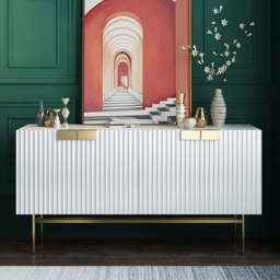 Twixer 1500mm White Sideboard Buffet with Doors Accent Cabinet with Storage 4 doors - thumbnail 4