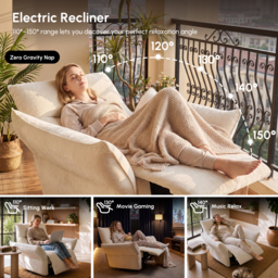 Electric Power Recliner Swivel Rocker Chair With Dual Motor And Performance Chenille - thumbnail 8