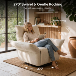 Electric Power Recliner Swivel Rocker Chair With Dual Motor And Performance Chenille - thumbnail 9