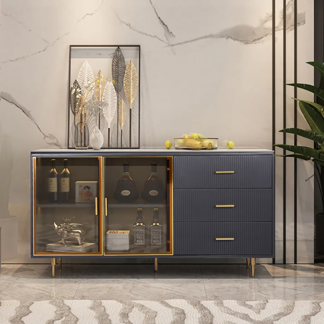 Cofab 1500mm Sideboard Sintered Stone Top Luxury Buffet Tempered Glass Doors in Large - image 1