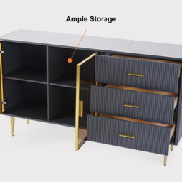 Cofab 1500mm Sideboard Sintered Stone Top Luxury Buffet Tempered Glass Doors in Large - thumbnail 4