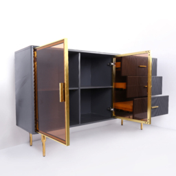 Cofab 1500mm Sideboard Sintered Stone Top Luxury Buffet Tempered Glass Doors in Large - thumbnail 7