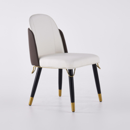 Modern Dining Chairs PU Leather Upholstered Warm White Upholstered Side Chair Set of 2 Dining Room Chairs - thumbnail 6