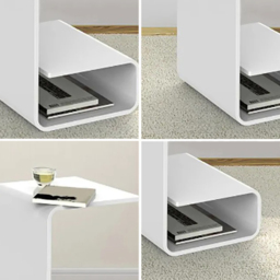 Modern White Acrylic End Table with Storage C-Shaped Side Table - thumbnail 7