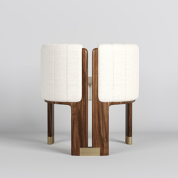 Modern Wood Accent Chair White Boucle Upholstered Arm Chair Set of 4 - thumbnail 7