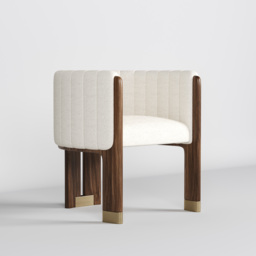 Modern Wood Accent Chair White Boucle Upholstered Arm Chair Set of 4 - thumbnail 8