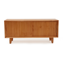 1000mm Wooden Storage Bench Storage Sliding Doors Natural Pine Wood - thumbnail 9